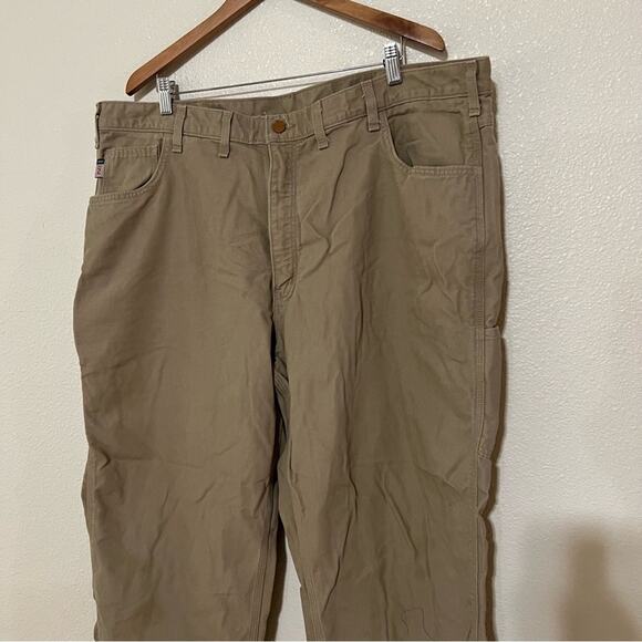 Carhartt FR Flame Resistant Cat 2 khaki original fit work pants 44x32 - Picture 2 of 11